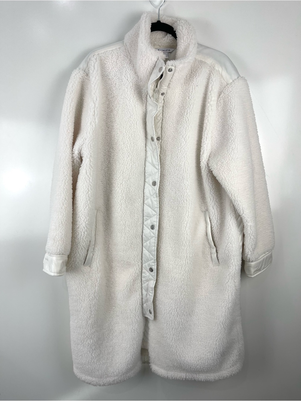 Athleta Cozy Sherpa Long Coat Women’s Size XL Magnolia White Fleece Jacket